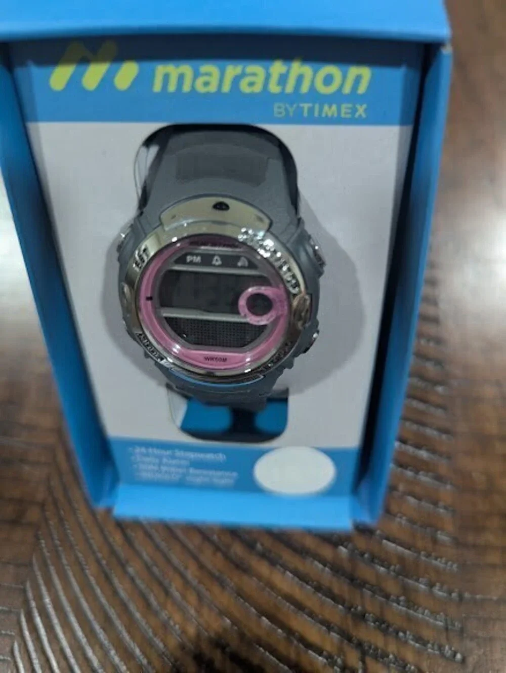 New Timex Marathon Digital Watch Gray/Pink Sports Ladies Mid-Size TW5M14200